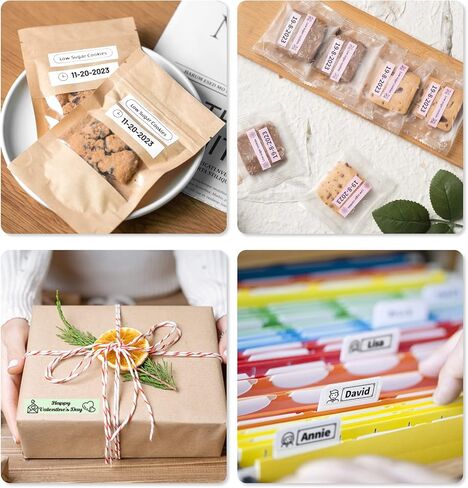 ماكينة صنع الملصقات مع شريط D1600 محمولة بتقنية البلوتوث، ماكينة صنع الملصقات اللاسلكية لتنظيم المنزل والمكتب، صانع ملصقات صغير مع قوالب متعددة، أبيض-وردي in Kuwait