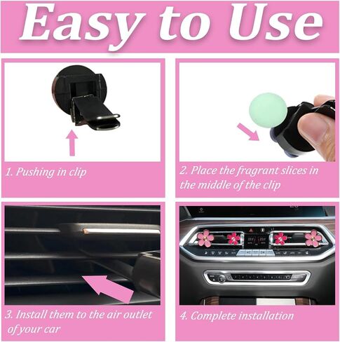 4 PCS Car Air Vent Clips Black Daisy Flower Car Air Freshener Clip Air Conditioning Outlet Clip for Car Interior Decoration Accessories (4 Size) in Kuwait