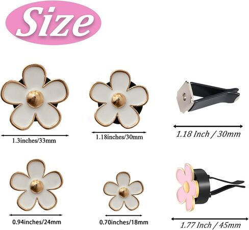 4 PCS Car Air Vent Clips Black Daisy Flower Car Air Freshener Clip Air Conditioning Outlet Clip for Car Interior Decoration Accessories (4 Size) in Kuwait