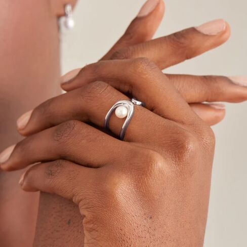 Gold/Silver Rings for Women, Trendy Pearl Rings for Women Adjustable Rings for Women Gold Jewelry Gifts in Saudi Arabia