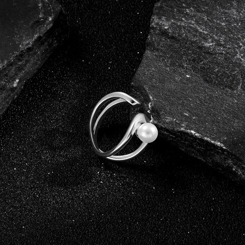 Gold/Silver Rings for Women, Trendy Pearl Rings for Women Adjustable Rings for Women Gold Jewelry Gifts in Saudi Arabia