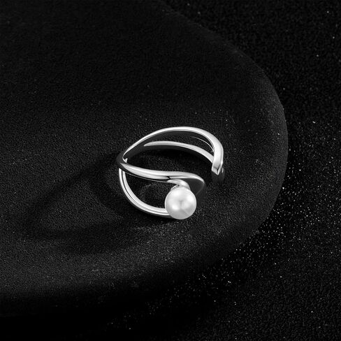 Gold/Silver Rings for Women, Trendy Pearl Rings for Women Adjustable Rings for Women Gold Jewelry Gifts in Saudi Arabia