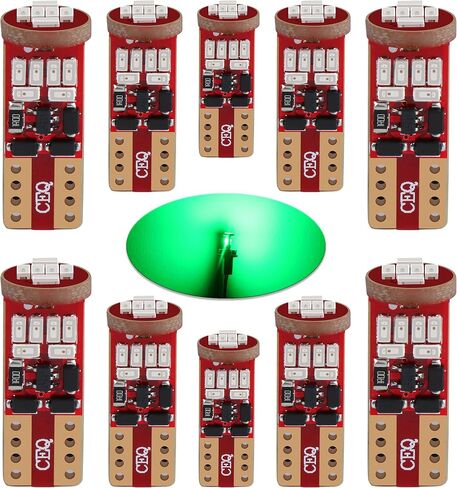 10x T10 168 194 لمبات LED، علامة جانبية صفراء كهرمانية، ترخيص، مصابيح داخلية 194NA 168NA 2825 W5W 175 194A 168A 12V مصابيح فائقة السطوع in Kuwait