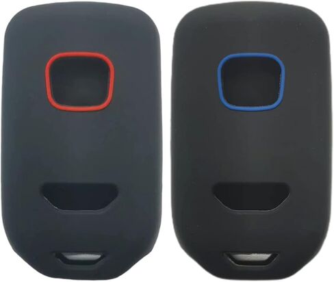 Silicone Rubber Key Fob Cover Compatible with 2013-2021 Honda Accord CR-V Civic Fit HR-V Odyssey Pilot Ridgeline ACJ932HK1310A ACJ932HK1210A (Not Fit Straight Key) (Black Black) in Saudi Arabia