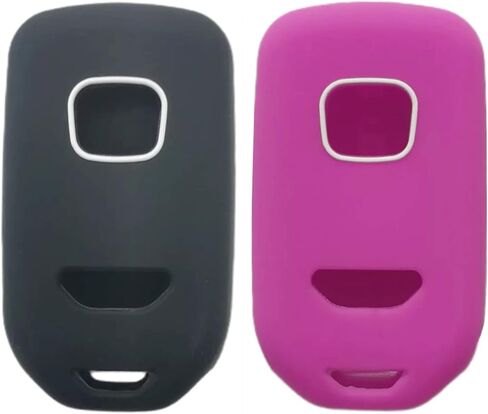 Silicone Rubber Key Fob Cover Compatible with 2013-2021 Honda Accord CR-V Civic Fit HR-V Odyssey Pilot Ridgeline ACJ932HK1310A ACJ932HK1210A (Not Fit Straight Key) (Black Black) in Saudi Arabia