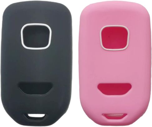 Silicone Rubber Key Fob Cover Compatible with 2013-2021 Honda Accord CR-V Civic Fit HR-V Odyssey Pilot Ridgeline ACJ932HK1310A ACJ932HK1210A (Not Fit Straight Key) (Black Black) in Saudi Arabia