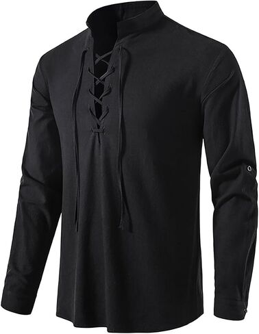 bslingerie Mens Ruffle Medieval Pirate Shirt Viking Renaissance Costume in Saudi Arabia