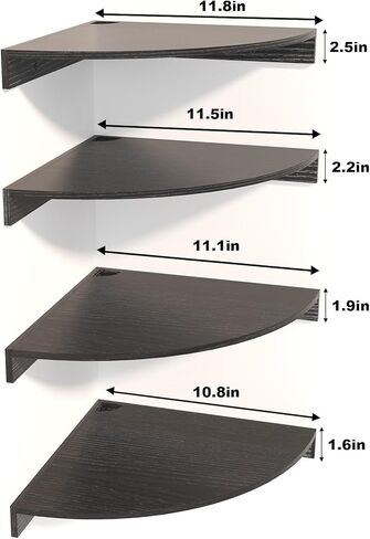 مجموعة أرفف عائمة زاوية Fixwal مكونة من 4، أرفف مثبتة على الحائط للديكور والتخزين، حواف ريفية لغرفة النوم وغرفة المعيشة والحمام والمكتب (بني ريفي) in Kuwait