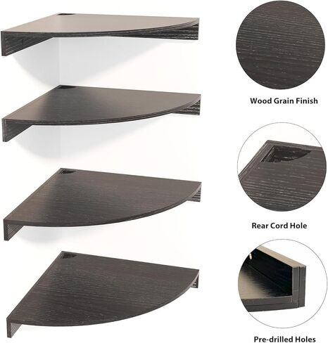 مجموعة أرفف عائمة زاوية Fixwal مكونة من 4، أرفف مثبتة على الحائط للديكور والتخزين، حواف ريفية لغرفة النوم وغرفة المعيشة والحمام والمكتب (بني ريفي) in Kuwait