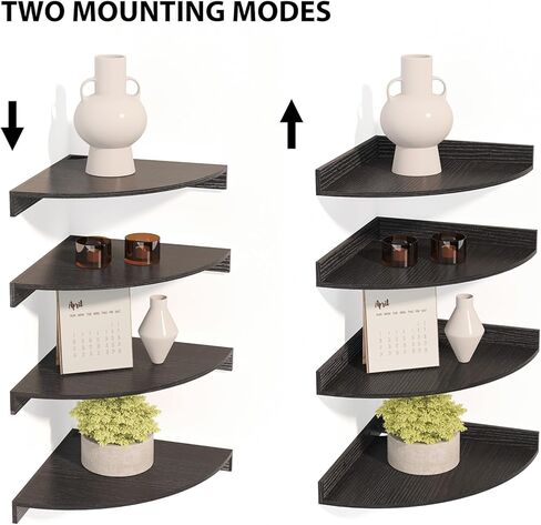 مجموعة أرفف عائمة زاوية Fixwal مكونة من 4، أرفف مثبتة على الحائط للديكور والتخزين، حواف ريفية لغرفة النوم وغرفة المعيشة والحمام والمكتب (بني ريفي) in Kuwait