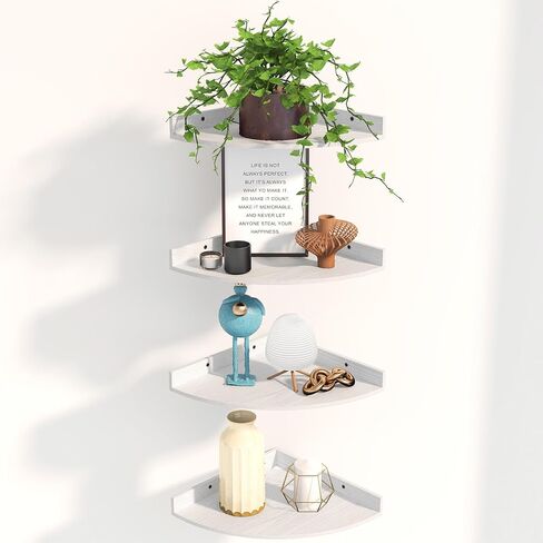 Fixwal Corner Floating Shelves Set of 4, Wall Mounted Shelves for Decor and Storage, Rustic Ledges for Bedroom, Living Room, Bathroom, Office (Rustic Brown) in Saudi Arabia