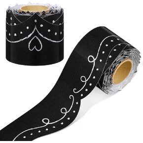 Scalloped Dotted Swirl Bulletin Board Borders Black White Dotted Classroom Borders Paper Rolled Teachers Trimmer Border for Bulletin Board Classroom Chalkboard Wall Decor
