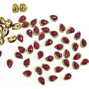 Embroiderymaterial Kundan Stone for Jewellery Making in Red Color 5x8MM 100 Pieces