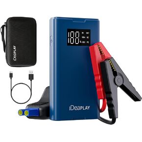IDEAPLAY Jump Starter, 1500A Car Battery Jump Starter Portable for Up to 7.0L Gas and 5.5L Diesel Engine,Type C Fast Charging Battery Jumper with LED Flashlight