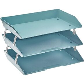 Acrimet Facility 3 Tier Letter Tray Side Load, Desktop File Organizer, Plastic (Solid Green Color)