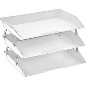 Acrimet Facility 3 Tier Letter Tray Side Load, Desktop File Organizer, Plastic (White Color)