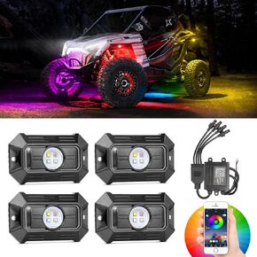 RGBW LED Rock Lights, Roador RGB LED Rock Lights with 6 Pods Underglow Multicolor Neon Light Accessories with App Control Music Lighting Kit Exterior Wheel Light for Car Truck UTV ATV SUV SXS RZR