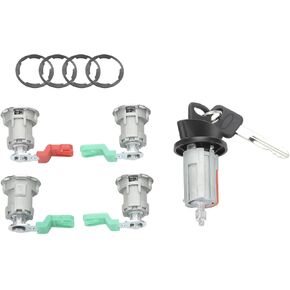 Ignition Switch Lock Cylinder Door Lock Cylinder Compatible With 1997-2018 Ford Vehicle E150 Van, E250 Van, E350 Van, Econoline Van, Replace#LC6177 + 703369 X4 + 597638 X2 (No Chip)