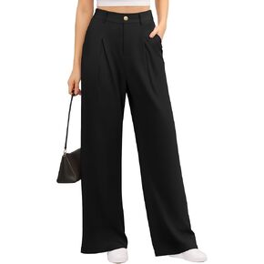 CLOZOZ Women's Wide Leg Pants High Waist Palazzo Pants Elastic Fit Business Casual Trousers with Pockets