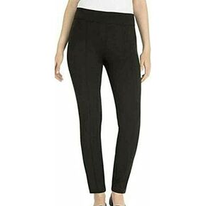Hilary Radley Ladies Comfort fit Sits at Waist Slim Leg Stretch Pull On Pant (4, Black)