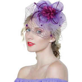 Mesh Feather Fascinators Hat Headdress 20s Vintage Flowers Veil Hair Accessory Bridal Wedding Tea Party Headwear