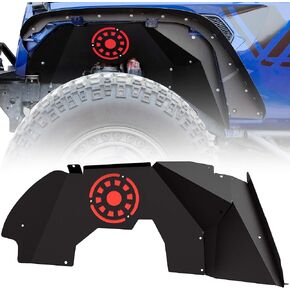 oEdRo Flat Front & Rear Fender Flares Compatible with 2018-2024 Jeep Wrangler JL & JLU Unlimited (2 Door / 4 Door), Off-Road Metal Steel Wheel Flares Liner 4 PCS