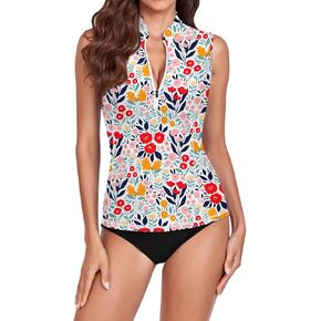 WOWENY Women Rash Guard Sleeveless Swim Shirts UPF 50 Sun Protection Swimsuit Tops Bathing Suit Top No Bottom