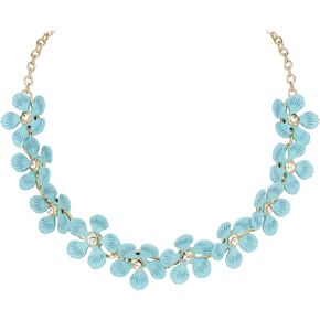 Flyonce Boho Flower Necklace Summer Beach Statement Flower Necklace Floral Bib Collar Chokers Necklaces Flower Jewelry for Women
