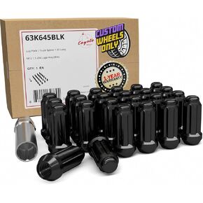 Wheel Accessories Parts 24 Pcs + Key M12x1.5 12x1.5 Thread ET Bulge Acorn (Extra Thread) 1.57" Long Spline Lug Nuts Chrome Spline Hex Fits Toyota Tacoma 4Runner ｜ Ford Bronco Ranger in Kuwait