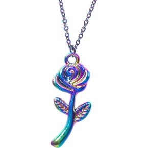 Jude Jewelers Stainless Steel Rose Flower Floral Leaf Style Wedding Party Statement Necklace