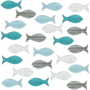 24 Pcs Wooden Fish Wall Decor Nautical Beach Wall Decor, Wooden Fish Art Hanging Wood Fish Decor Coastal Beach Decorations for Home Beach Outdoor Lake House Decor, 4 Colors (Fresh)