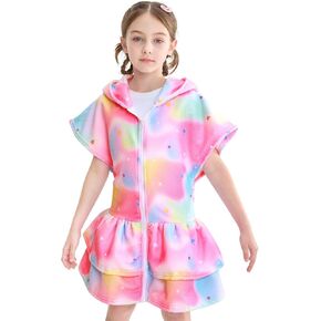 WAWSAM Girls Swimsuit Cover Up Hooded Kids Terry Swimsuit Cover up Toddler Towel Bathing Suit Cover Up Girls Beach Robe