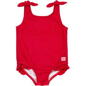 RuffleButts True Red Tie Shoulder One Piece - 5