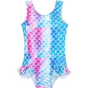 Girls Bathing Suit One Piece Swimsuit Kids Breathable Floral Ruffle Hawaiian Swimwear