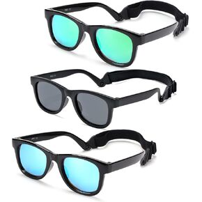 Polarized Baby Sunglasses with Strap - Unbreakable Infant Sunglasses for Newborn Toddler Boys Girls Age 0-12 Months