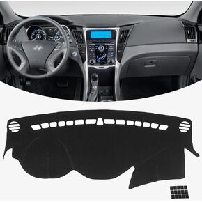 KEYOOG Dashboard Cover Dash Mat Fit for Hy-undai Sonata 2019-2016 (Without HUD Models),Car Dash Board Mat Anti-Glare Carpet,Non-Slip Pad Sunshield Protector (Black)
