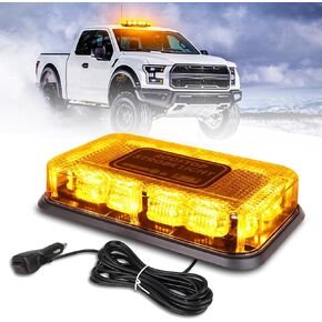OPP ULITE Amber Strobe Light 16 Flashing Mode, 48pcs Led, Strong Magnetic Waterproof Roof Top Beacon Hazard Flash Warning Lights for Vehicles Trucks Snow Plows Postal Mail ATV UTV, 1PC Pack