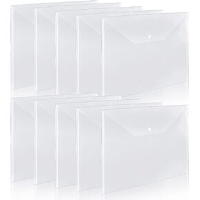 10 Pieces 11x17 inch Tabloid Size Document Folder Organizers with Snap Closure Clear Snap Closure File Folder Folder Poly Oversized Envelope File Folder Closure Plastic Folders for Office School Home