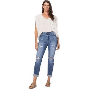 Judy Blue Women's High Waist Cuffed Destroyed Boyfriend Jeans