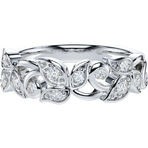 THELANDA Genuine Moissanite or Simulated Diamond Sterling Silver 6mm Wide Vine Fligree Leaves Petals Vintage Wedding Band Ring