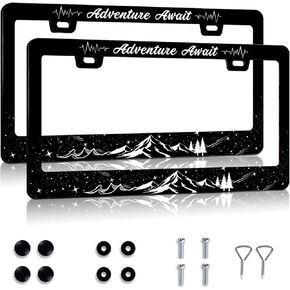Personalized License Plate Frame Hippie Flower License Plate Frame 2 Pcs Stainless Steel License Plate Cover for Men Women for Car Decoration Size 12.2 x 6.3