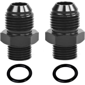 6AN Male Flare to M14 x 1.5mm Male Metric Fuel Pipe Hose Fitting Adapter Aluminum Alloy Black Anodized Surface 2PCS