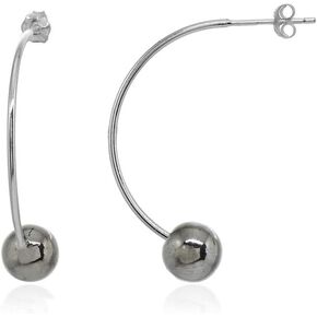 Sterling Silver Polished Curved Bead Dainty Fashion Earrings, 6mm, 8mm or 10mm