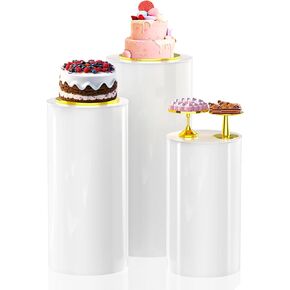 Cylinder Pedestal Stands for Party 3Pcs Large Round Cylinder Tables for Parties Pedestal Stand Display Plinth Pillars for Wedding Birthday Party Art Decor 35.4",29.5",23.6" H