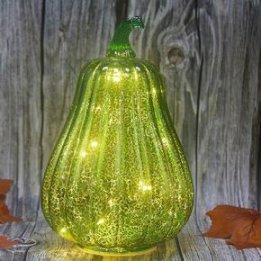 Mercury Glass Pumpkin light with timer, with 10 Fairy lights inside,battery operated Led Pumpkin light,Ideal for Halloween Fall Decoration, Thanksgiving Rustic decor, Xmas decorH:8.5" (Coffee)