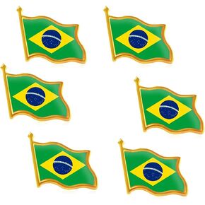 6/20/50/100 Pack Metal Brazil Flag Lapel Pin Waving Brazilian Pins bulk Patriotic Badge Souvenir Gifts