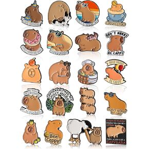 Ferraycle 20 Pcs Cute Enamel Brooch Pins Capybara Enamel Pins Cute Animal Badges Lapel Pins Don't Worry Be Capy Backpack Pin for Kids Women Men DIY Badges Clothing Jacket Backpacks Bag Gifts
