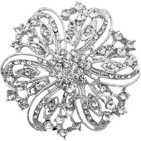 Crystal Rhinestone Brooch for Women Silver Twisted Petals Flower Brooch Pins for Women Silver Brooch for Women Clear Rhinestone Brooch Pins Rhinestone Jewelry Pins for DIY Bridal Wedding Bouquet