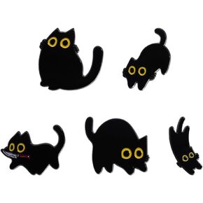 Cute Black Cat Enamel Brooch Pin Set Hidden Cat Cartoon Animal Lapel Pins Backpack Hat Decoration
