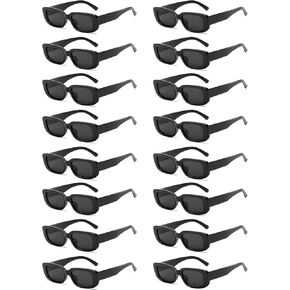 SUNOVELTIES 16 Pack Rectangle Sunglasses for Women Retro Colored Square Glasses Bulk 90s Vintage Eyewear Uniex Adults